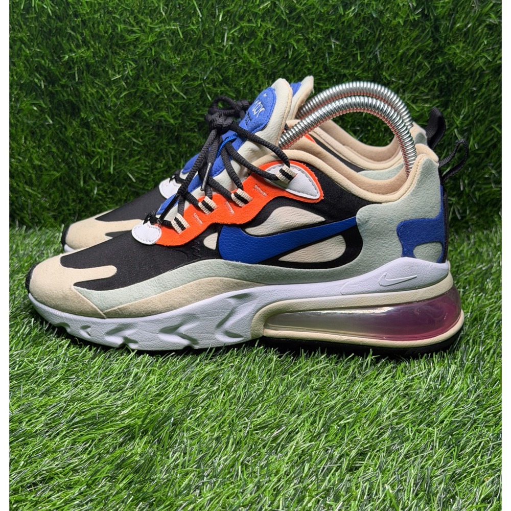 Nike Air Max 270 React Womens Black Blue Orange CI3899-200 Running Shoes size 8